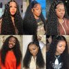 Boxkat 13x4 Deep Wave Lace Front Wig 28 Inch HD Transparent Lace Frontal Wigs 150% Density Human Hair Pre Plucked Pre Cut Black Wig for Women Glueless Synthetic Curly Wigs