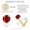 14k Gold Plated Sterling Silver L Shaped Nose Rings Studs for Women Men 20g, Small L Shape Nose Stud, 20 Gauge Nose Piercing Stud, Hypoallergenic Nose Nostril Piercing Jewelry (Gold - Red Garnet)