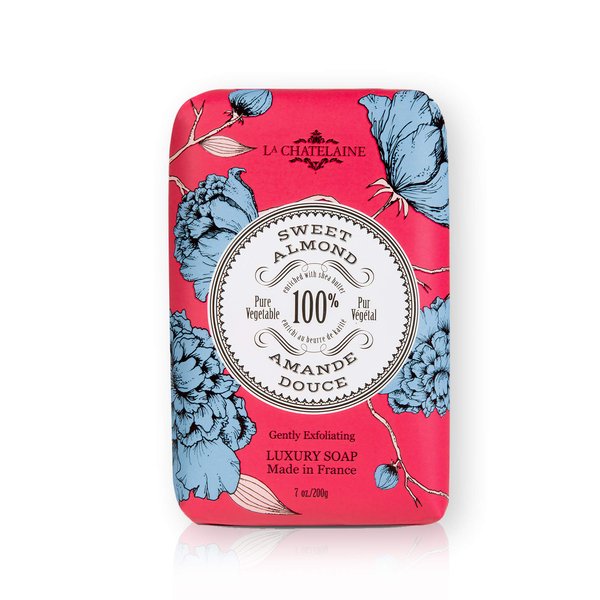 La Chatelaine Luxury Exfoliating Bar Soap | Natural Shea Formula (Sweet Almond, 7 oz)
