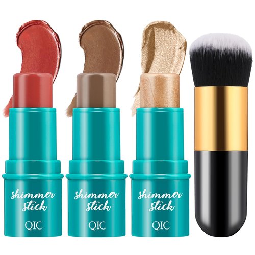 3 Pcs Contour Stick Set,Contour Kit with Contour Stick,Blendable Blush,and Highlighter Stick for Sculpt the Cheeks,Long Lasting,Waterproof,Contour Stick,Make Up Set for All Skin