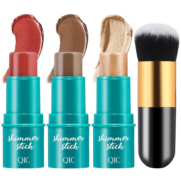 3 Pcs Contour Stick Set,Contour Kit with Contour Stick,Blendable Blush,and Highlighter Stick for Sculpt the Cheeks,Long Lasting,Waterproof,Contour Stick,Make Up Set for All Skin