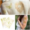 9pcs Gold Temporary Tattoos, 8.3x5.8in Tattoo Stickers Metallic Butterfly Star Moon Feather Waterproof Tattoos Stickers for Women Girls Parties Festivals Makeup Cosplay Accessories (Style B)