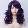 PATTNIUM Dark Purple Wig Women Shoulder Length Curly Purple Wig With Bangs for Women and Girls Synthetic Cosplay Costume Wig (Dark Purple)