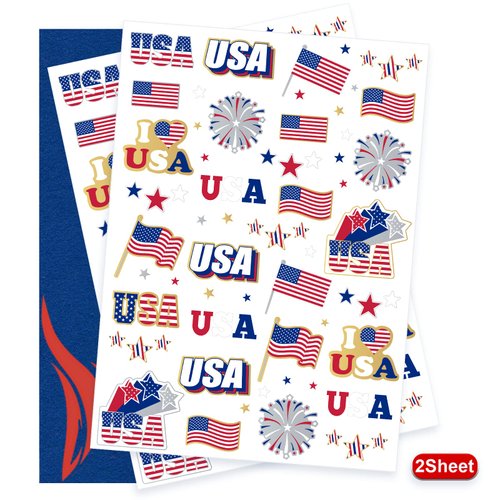 AOYOO 4th of July Accessories 70 Style 4th of July Tattoos, 4th of July Decorations, Red White and Blue Party Supplies, USA Flag, Memorial Day, Independence Day, Labor Day