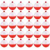 Coopay 30pcs lot Hard ABS Fishing Bobbers Set Snap on Red/White Float Bobbers Push Button Round Buoy Floats Fishing Tackle Accessories, 1.5 Inch