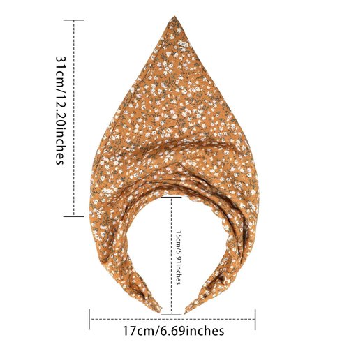 HAIMEIKANG Floral Hair Scarf Headbands for Women Boho Bandanas for Women Triangle Kerchief Solid Color Hair Bands Vintage Head Scarf (Beige+Yellow+Black)
