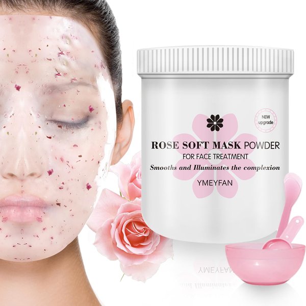 YMEYFAN Jelly Mask for Facials Professional Skin Care - Rose Gel Peel Off Face Mask Skincare for Smooths & Brightening, Hydrating Spa Esthetician Hydro Jelly Facial Mask, 7oz with Mask Tool