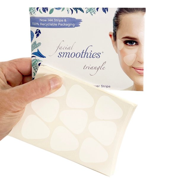 Smoothies Triangle Wrinkle Patches for Face Overnight – Facial Patches for Elevens, Crows Feet and Lip Lines, 144 Count per Box – Made in the USA