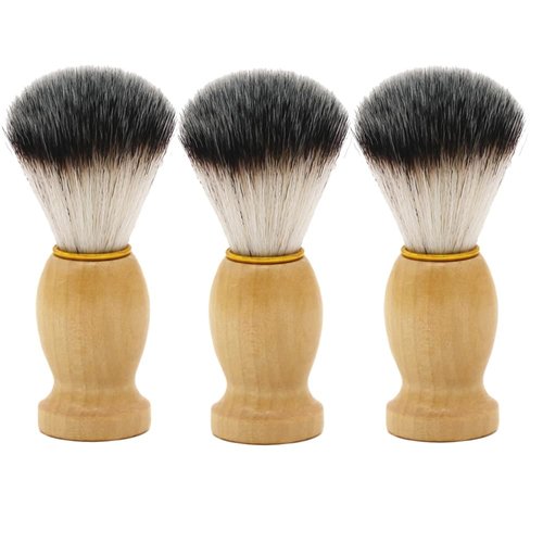 KUMarte Shaving Brushes for Men 3 Pack Travel Shaving Brush Vegan Wood Handle Synthetic Hand Crafted Face Cleaning Tool Father's Day Gifts Shaving Brush