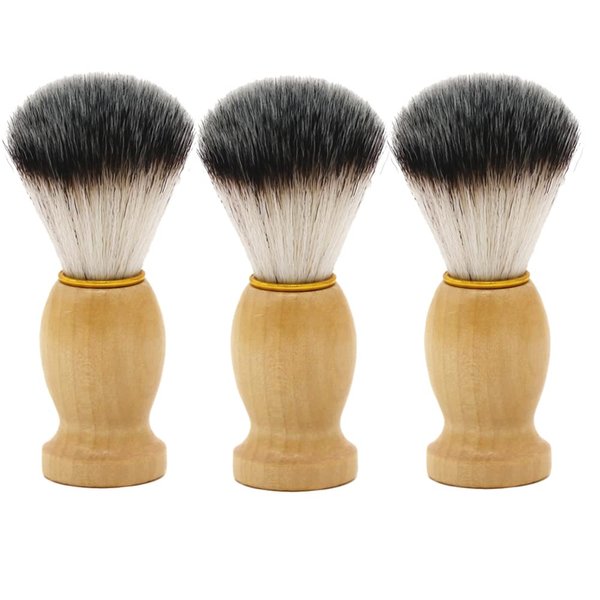 KUMarte Shaving Brushes for Men 3 Pack Travel Shaving Brush Vegan Wood Handle Synthetic Hand Crafted Face Cleaning Tool Father's Day Gifts Shaving Brush