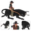 Desktop Ornaments Cowboy with Black Bull Figurine Farm Animal Cattle Figurine Western Riding Toy Playset for Bullfighter Playset Home Office Tabletop Decorative Human Figures Toys
