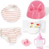 eDollable Realistic Baby Doll Accessories Set Toys for 12 inch Dolls Includes Doll Potty, Bib,Pacifier,Diaper and Feeding Bottle Perfect for Kids, Toddlers, and Girls