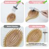 Bamboo Hair Brush Set, Eco-Friendly Anti-Static Detangling Comb Hairbrush, Mini Travel & Rat Tail Comb and Cleaning Tools for Women Men and Kids Thick/Thin/Curly/Dry Hair Gift