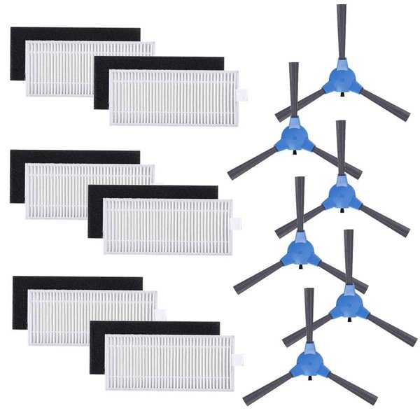 Replacement Parts Filters Side Brushes for Eufy RoboVac 11S, Eufy 25C, Eufy 30, Eufy 30C, Eufy 35C, Eufy Robovac 15C, 12, Robot Vacuum Eufy, Eufy Replacement Parts, 6 Set Filters and 6 Side Brushes