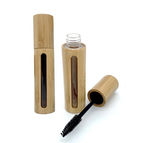 2PCS 6ML Bamboo Refillable Empty Mascara Tube Bottles with Brush DIY Mascara Travel Bottles Makeup Beauty Tools for Eyelash Growth Oil