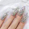 3D Rhinestone Art Deco False Nails Acrylic Shiny Diamond Long Almond Gem Gorgeous Sophisticated Party Show Gig Fake Nails 24 pcs/kit