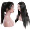 KUN 360 Glueless Lace Front Wigs Human Hair Pre Plucked Light Yaki Straight Human Hair Wig for Black Women Straight Hair Wigs Human Hair 360 Lace Wigs 150% Density 16 Inches Natural Color