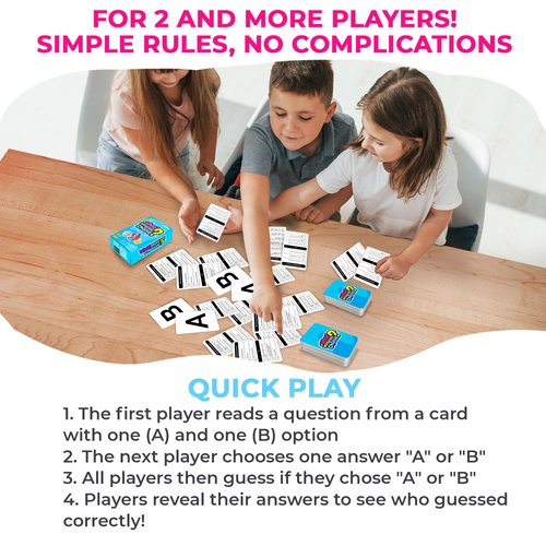 QUOKKA Board Game for 8-12 Year Olds - Original Edition - Family Card Game for Kids Ages 5-8 - What Would You Choose | Do Kids Rather? | Pick Your Answer | Get to Know You - Fun Game Night for Kids