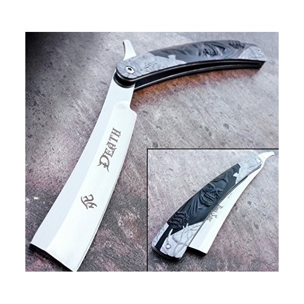 Straight Razor Pocket Knife 10" dark side blade barber folding shaving