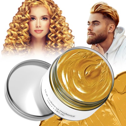 Glod Temporary Hair Dye,Temporary Hair Color Wax,Natural Washable Hair Dye Temp Hair Color for Women Men Kids Party Cosplay Halloween