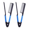 Herstyler Straightening Comb For Hair - Flat Iron Comb For Great Tresses - Hair Straightener Comb With A Grip - Keratin Comb For Knotty Hair - Hot Iron Comb To Smooth Hair - Stylish Set of 2 (Blue)
