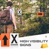 Yousoontic 100 Pcs High Visibility Arrow and Danger x Signs Outdoor Bulk Black Orange Racing Course Trail Markers Double Sided UV Printed Easy to Mount Sign for Camping Hiking Hunting Driving, 8" x 5"