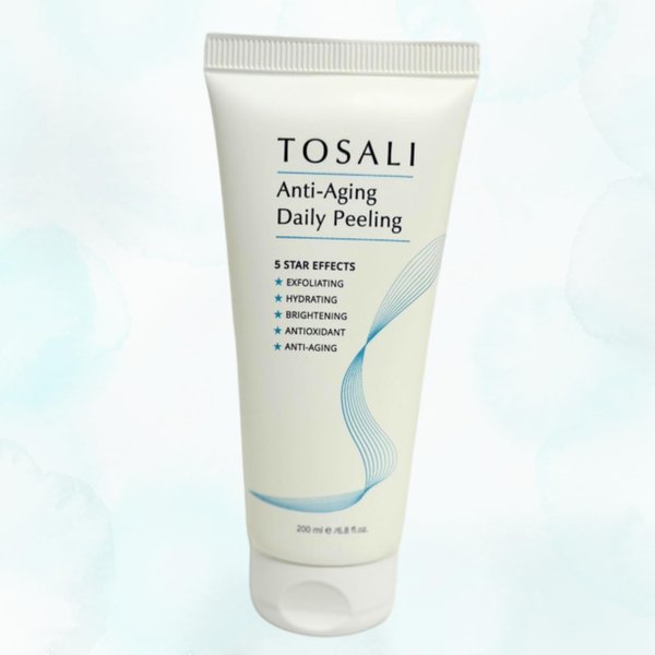 Tosali Anti-Aging Daily Peeling, Facial Cleanser, with Exfoliating, Hydrating and Anti-Aging Benefits for Women All Skin Types 6.8 Fl.oz (200ml)