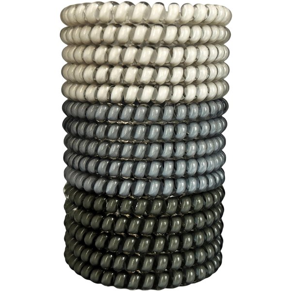 Hodooly 15 Pcs Spiral Hair Ties, Coil elastics Hair Ties, Gray Medium Spiral Hair Ties,No Crease Hair Coils, Telephone Cord Plastic Hair Ties