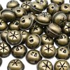 Maydahui 60PCS Bronze Jingle Bells 1.34 Inches Star with Snowflakes Design Small Elliptical Antique Brass Bell for Crafts Christmas Halloween Festival Decor