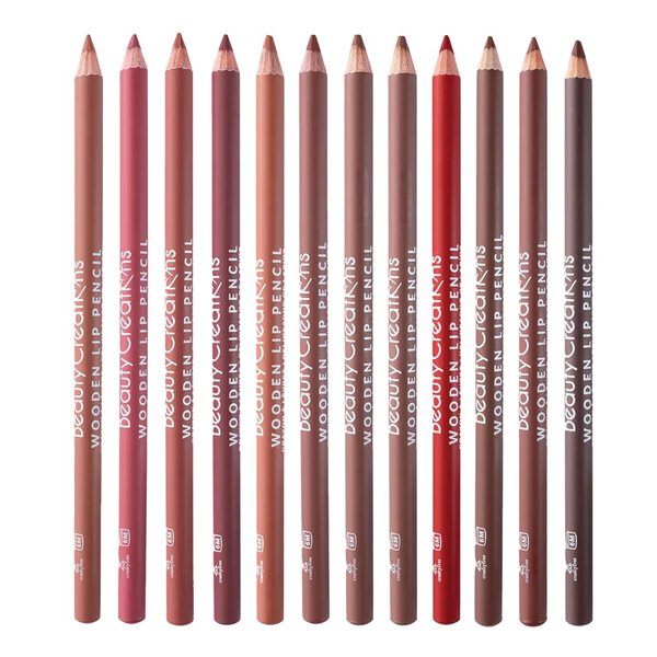 Glam Lux Beauty Creations Lip Makeup Bundle, 12 Soft Matte Colors, Longwear Pencils
