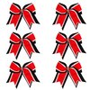 8 Inch 3 Colors 3 Layers 6 Pcs Cheerleader Bows Jumbo Cheerleading Bows Hair Elastic Hair Tie for High School College (Black/White/Red)
