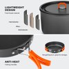 Odoland 9pcs Camping Cookware Non-Stick Lightweight Camping Pots and Pans Set with Plastic Bowls Soup Spoon for Camping, Backpacking, Outdoor Cooking and Picnic