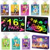 Halloween Scratch Art Party Favors: 16 Pack Rainbow Scratch Notebook Paper Party Favors for Kids Halloween Goodie Bags Stuffers Girls Boys Art Craft Birthday Gifts for Students Classroom Crafts