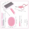 Crafterlife Small Animal Pet Grooming Kit with Pet Shedding Slicker Brush, Bath Massage Glove, Pet Grooming Comb, Nail Clipper Trimmer for Rabbit, Puppy, Kitten, Guinea Pig, Hamster, Ferret (Pink)