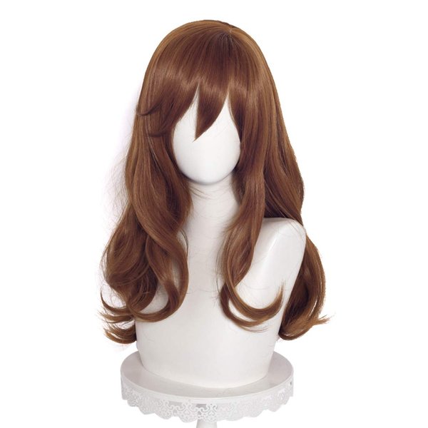 Aicos Anime Long Curly Brown Cosplay Wig,Deep Wave Curly Wig for Daily Costume Cosplay+ Free Cap