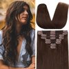 S-noilite Clip in Hair Extensions Human Hair for Women Thick True Double Weft Clip on 100% Remy Human Hair 8 Pieces 18 Clips Straight Silky (16 Inch - 130g,Medium Brown (#4))
