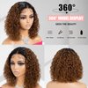 KADOYEE Ombre Brown HD Lace Front Wigs Human Hair Pre Plucked Deep Wave Curly Bob Wigs for Black Women Brazilian Virgin Hair Wigs with Baby Hair 150% Density (14 Inch #1B/33Short Curly Bob Wigs)