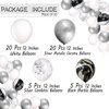 Mayen 50 Pcs 12 Inches Black Silver White Balloons Set, Black Marble Balloons, Silver Confetti Balloons, Birthday Party Decorations, New Years Eve Decorations, Silver Graduation Decorations