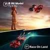 UNTEI 2 In 1 Mini Drones for Kids Remote Control Drone with Land Mode or Fly Mode, LED Lights,Auto Hovering, 3D Flip,Headless Mode and 3 Batteries,Toys Gifts for Boys Girls (Red)