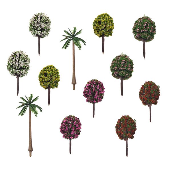 Mini Tree Set, Dollhouse Miniature Tiny Trees Figurines, Mini Resin Animals Landscaping Decoration,Cute Stuff Accessories for Party,Cake,Fairy Garden Decorations - 12 Pcs