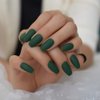 CoolNail fashion Ballerina Coffin Fake Nails Matte Green Flat Pree on False Nail Tips Daily Wear Faux Ongle Free Sticker
