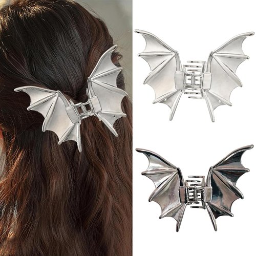 2PCS Bat Hair Clips Halloween Hair Claw Clip Non Slips Jaw Clips Punk Hair Barrettes Accessories for Women Hair Styling Day of the Dead Hair Decorations