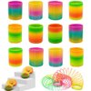JOHOUSE Rainbow Magic Spring, 12 PCS Colorful Rainbow Neon Plastic Spring Toy, Fun Fun Goodie Bag Stuffers for Birthday Classroom Prizes and Party Favors Small Toys Gifts