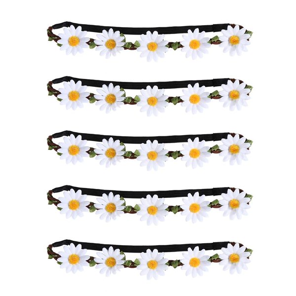 Ipetboom 5pcs Beach Garland Headpiece Daisy Hair Accessories Faux Floral Girls Hair Ties Ladies Headbands Fancy Hair Ties Tiara Hawaiian Flower Headband Clothing Women's The Flowers White