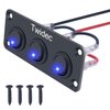 Twidec/3 Gang Rocker Toggle Switch Panel with 12V DC Round Dot Lighted 20A 3 Pins ON/Off SPST Switch Control for Car Or Boat Blue LED Light KCD2-102N-BU-XBZ