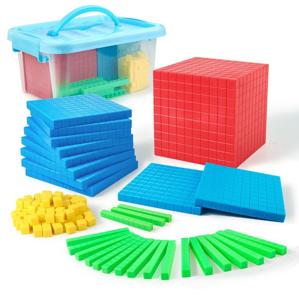 Plastic Base Ten Blocks Set,Maths manipulatives for 2nd Grade classrooms.Place Value Blocks,Counting Cubes to Help Kids Learn Maths (1)