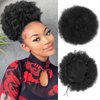 HEVAYO KISS Afro Puff Drawstring Ponytail, Short Synthetic Kinky Curly Bun Hair Extensions, Updo Hairpieces for Black Women Girls (1B Natural Black)
