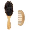 BOMEIYI 100% Boar Bristle Hair Brush Set (Medium). Soft Natural Bristles for Thin and Fine Hair. Restore Shine And Texture. Wooden Comb and Travel Bag Included.
