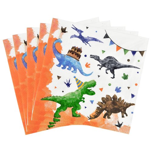Watercolor Dinosaur Party Supplies - 50 PCS Dinosaur Birthday Party Decorations for Boys Kids Disposable Paper Napkins for Dino Themed Party Baby Shower Family Dinner Summer Party Favor