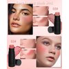 Cream Blush Stick for Cheeks-2Pcs Multi-Use Sandwich Makeup Blush Stick for Eyes Lips Face,Longlasting Tinted Solid Moisturizer Matte Blush, Natural Glow Blendable Smooth Blusher with Brush-03+05